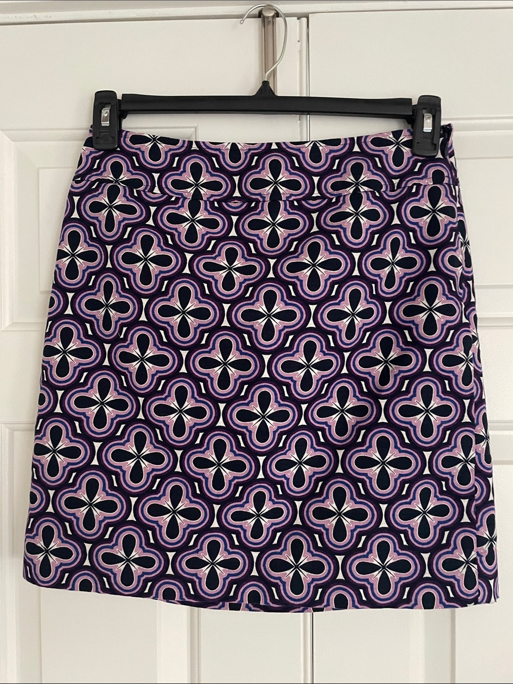 Ann Taylor Purple and Black Geometric Mini Skirt
